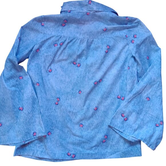 True Vintage Women's Medium Peasant Blouse 1970s Ladybug Handmade Pullover Moo - Picture 2 of 7